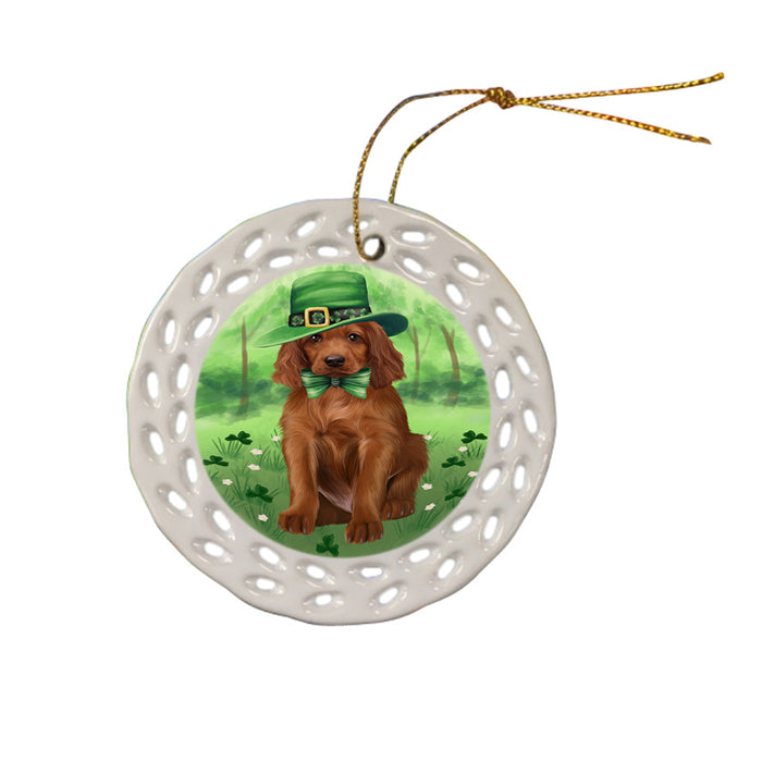 St. Patricks Day Irish Portrait Irish Red Setter Dog Ceramic Doily Ornament DPOR57956