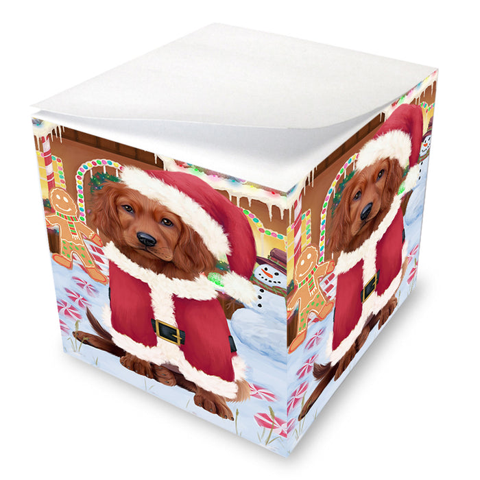 Christmas Gingerbread House Candyfest Irish Red Setter Dog Note Cube NOC54436