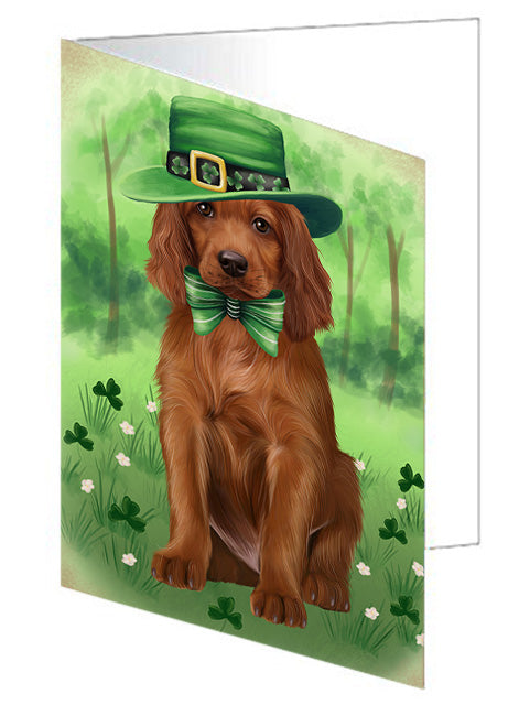 St. Patricks Day Irish Portrait Irish Red Setter Dog Handmade Artwork Assorted Pets Greeting Cards and Note Cards with Envelopes for All Occasions and Holiday Seasons GCD76562