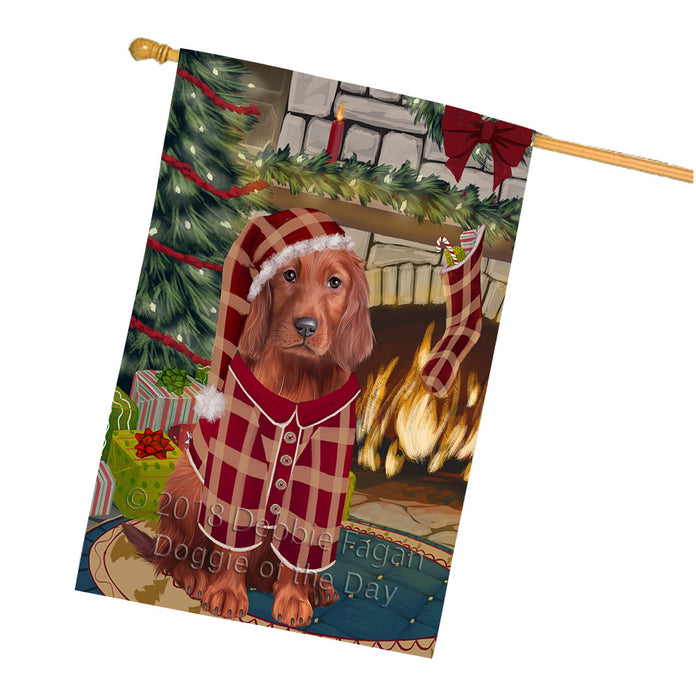 The Stocking was Hung Irish Red Setter Dog House Flag FLG55767