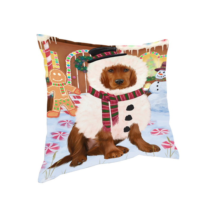 Christmas Gingerbread House Candyfest Irish Red Setter Dog Pillow PIL79752