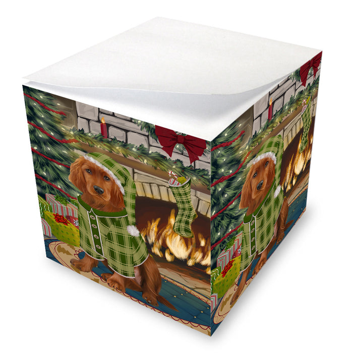 The Stocking was Hung Irish Red Setter Dog Note Cube NOC53685