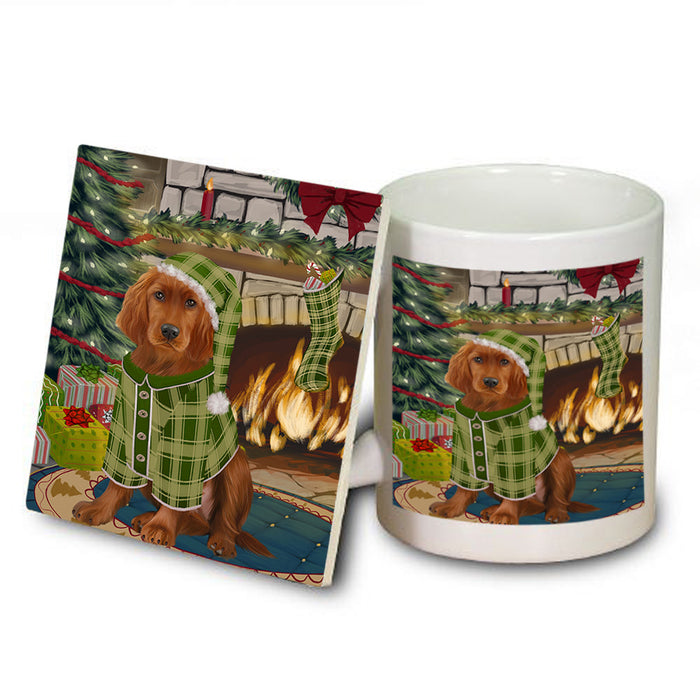 The Stocking was Hung Irish Red Setter Dog Mug and Coaster Set MUC55331
