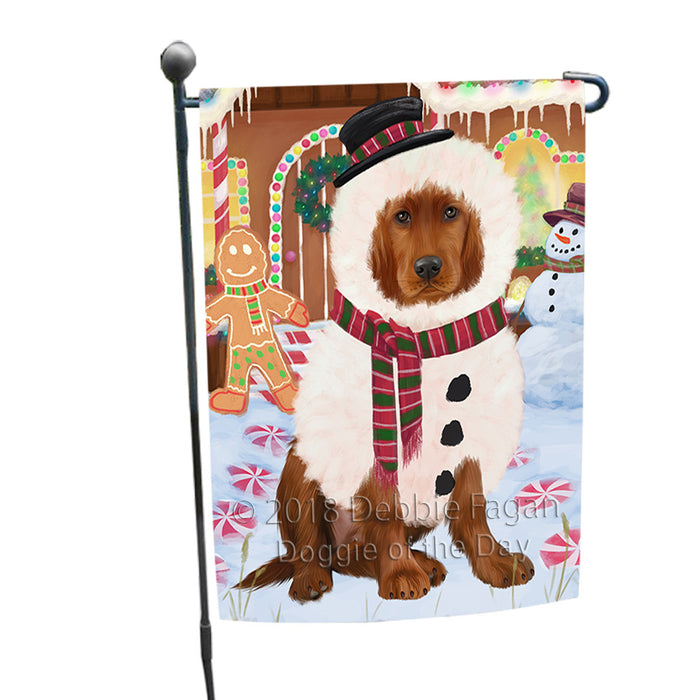 Christmas Gingerbread House Candyfest Irish Red Setter Dog Garden Flag GFLG56913