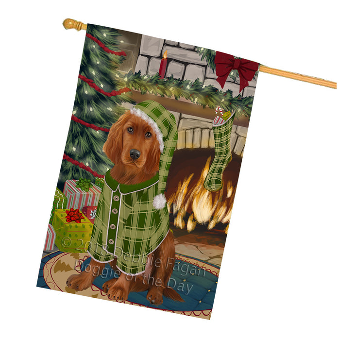 The Stocking was Hung Irish Red Setter Dog House Flag FLG55768