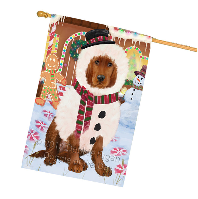 Christmas Gingerbread House Candyfest Irish Red Setter Dog House Flag FLG57049