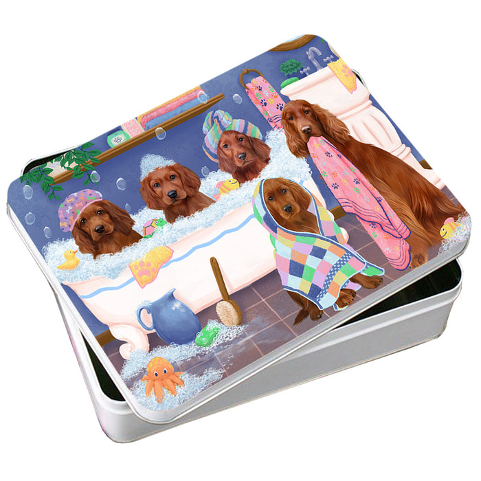 Rub A Dub Dogs In A Tub Irish Red Setters Dog Photo Storage Tin PITN56739