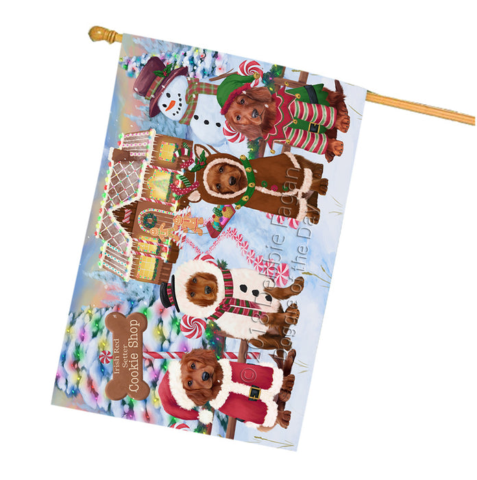 Holiday Gingerbread Cookie Shop Irish Red Setters Dog House Flag FLG57091