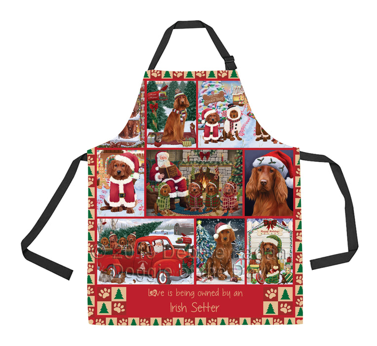 Love is Being Owned Christmas Irish Red Setter Dogs Apron