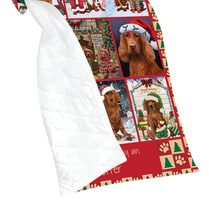 Love is Being Owned Christmas Irish Red Setter Dogs Quilt