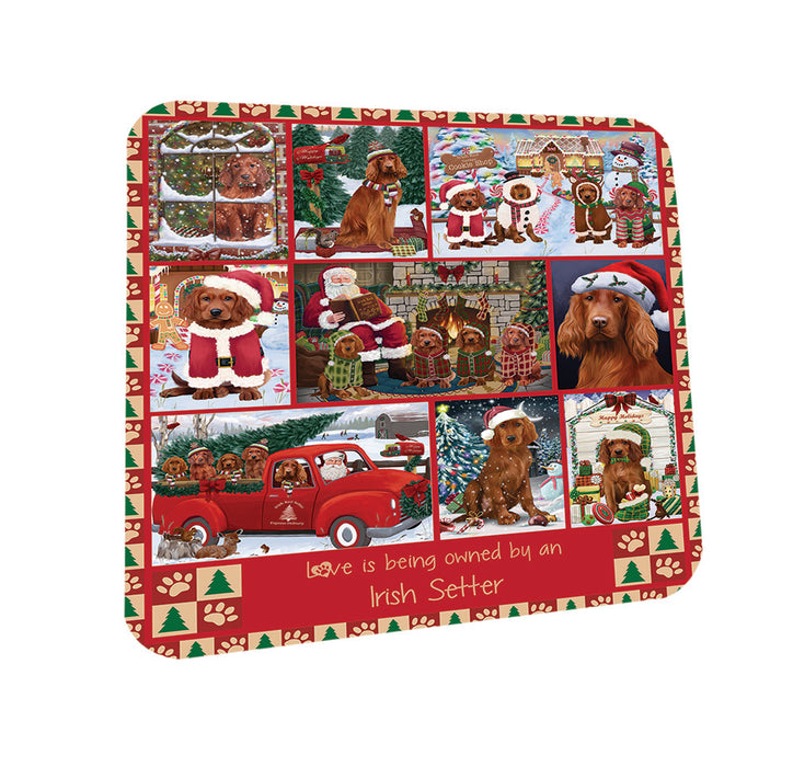 Love is Being Owned Christmas Irish Red Setter Dogs Coasters Set of 4 CST57190