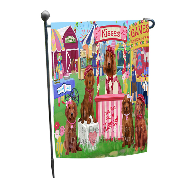 Carnival Kissing Booth Irish Red Setters Dog Garden Flag GFLG56388