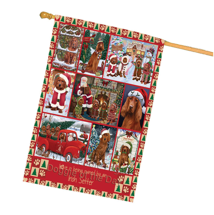 Love is Being Owned Christmas Irish Red Setter Dogs House Flag FLG66071