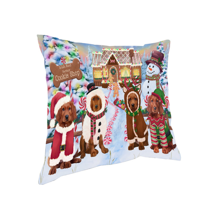 Holiday Gingerbread Cookie Shop Irish Red Setters Dog Pillow PIL79920