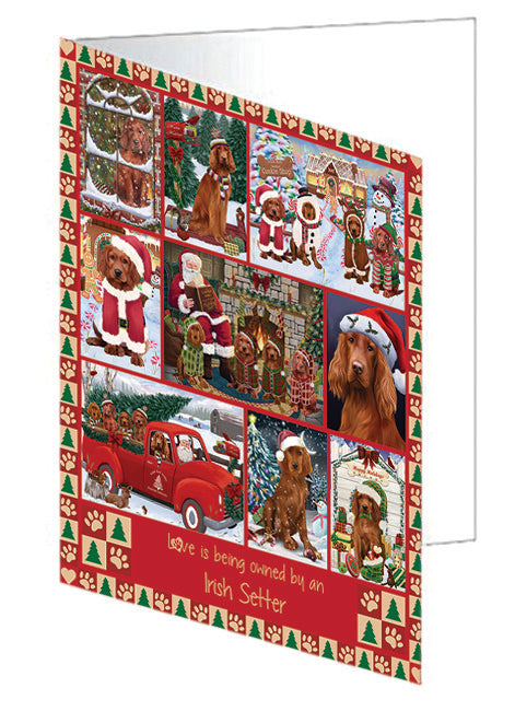 Love is Being Owned Christmas Irish Red Setter Dogs Handmade Artwork Assorted Pets Greeting Cards and Note Cards with Envelopes for All Occasions and Holiday Seasons GCD78923