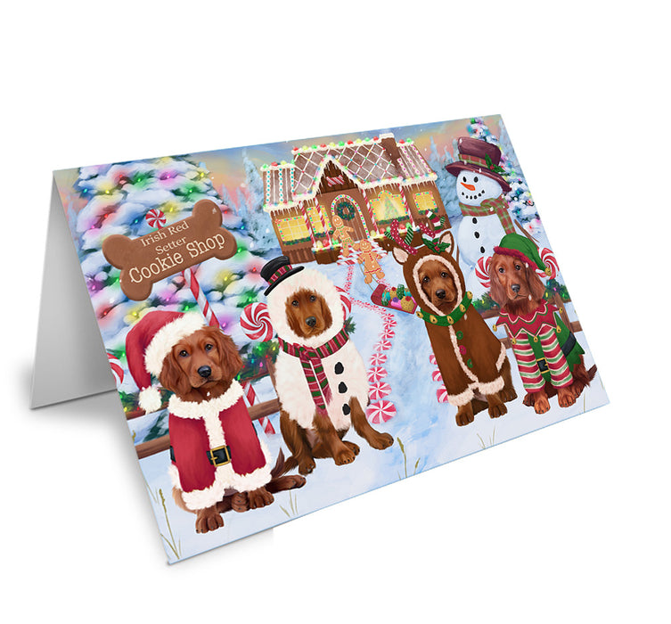 Holiday Gingerbread Cookie Shop Irish Red Setters Dog Handmade Artwork Assorted Pets Greeting Cards and Note Cards with Envelopes for All Occasions and Holiday Seasons GCD73736