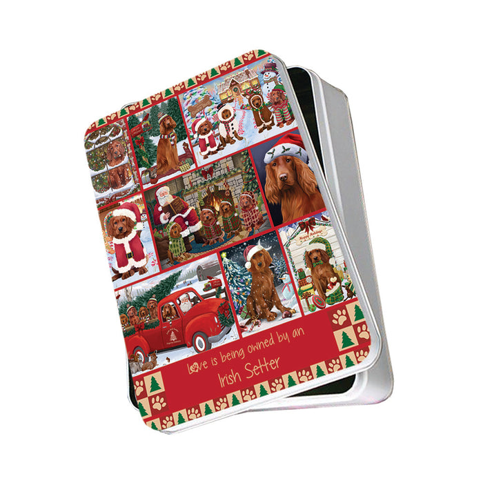 Love is Being Owned Christmas Irish Red Setter Dogs Photo Storage Tin PITN57175
