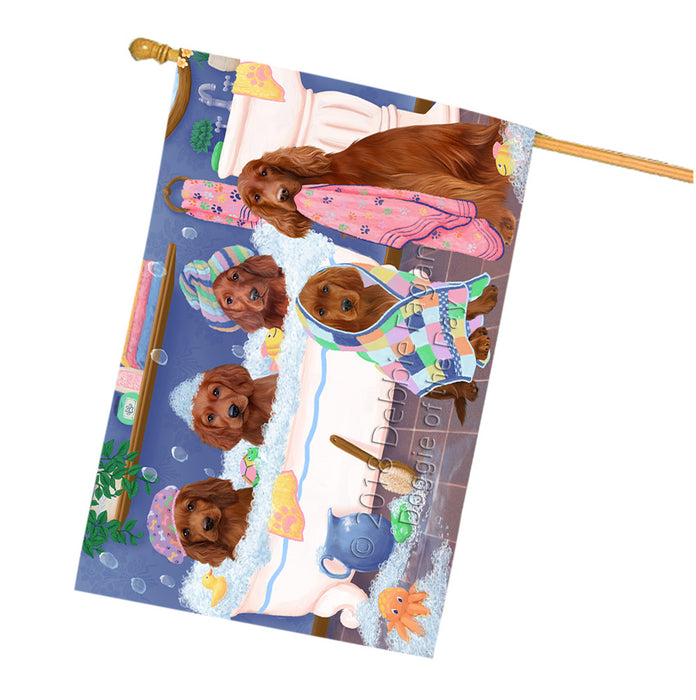 Rub A Dub Dogs In A Tub Irish Red Setters Dog House Flag FLG57480