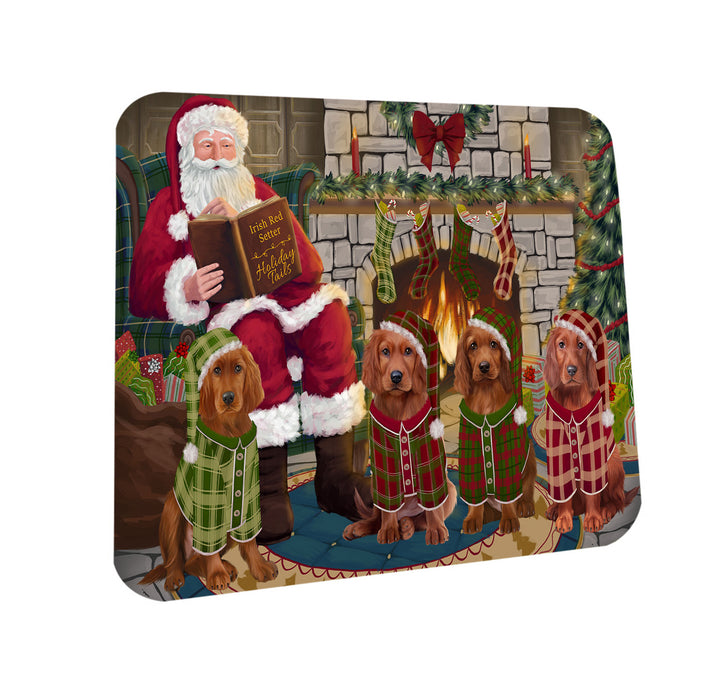 Christmas Cozy Holiday Tails Irish Red Setters Dog Coasters Set of 4 CST55089