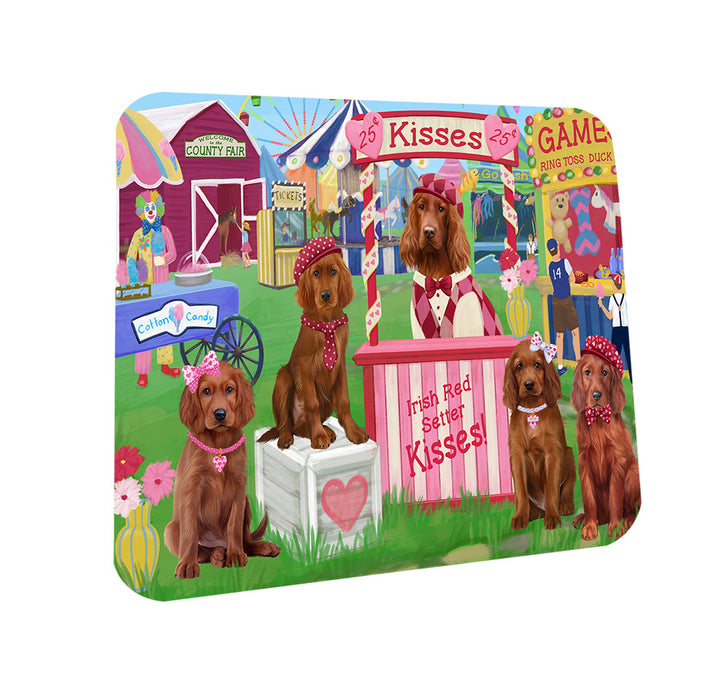 Carnival Kissing Booth Irish Red Setters Dog Coasters Set of 4 CST55798