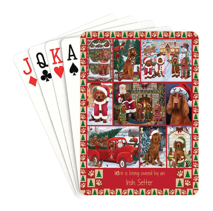 Love is Being Owned Christmas Irish Red Setter Dogs Playing Card Decks