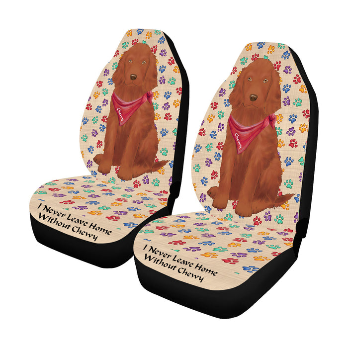 Personalized I Never Leave Home Paw Print Irish Red Setter Dogs Pet Front Car Seat Cover (Set of 2)