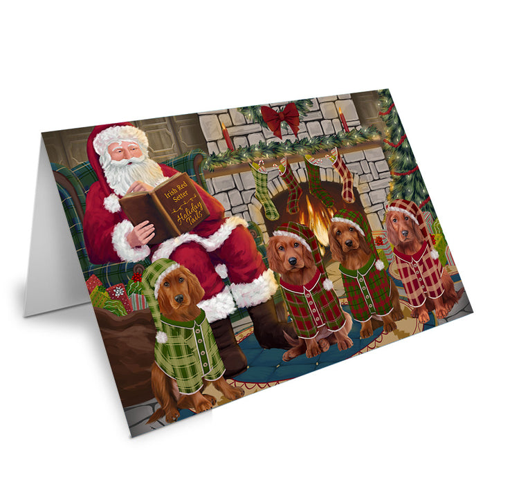 Christmas Cozy Holiday Tails Irish Red Setters Dog Handmade Artwork Assorted Pets Greeting Cards and Note Cards with Envelopes for All Occasions and Holiday Seasons GCD69908