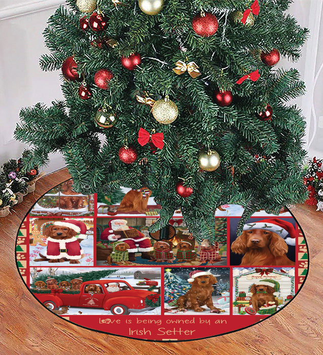Love is Being Owned Christmas Irish Red Setter Dogs Tree Skirt