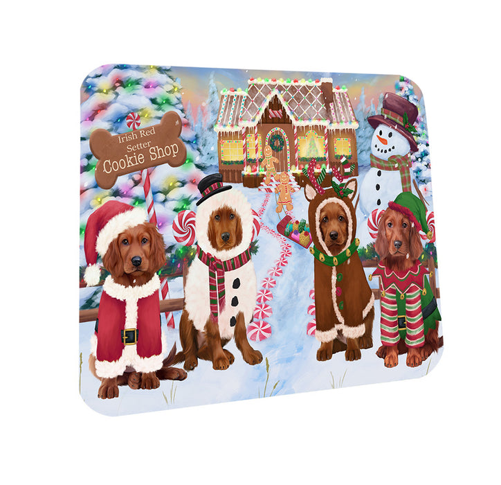 Holiday Gingerbread Cookie Shop Irish Red Setters Dog Coasters Set of 4 CST56365
