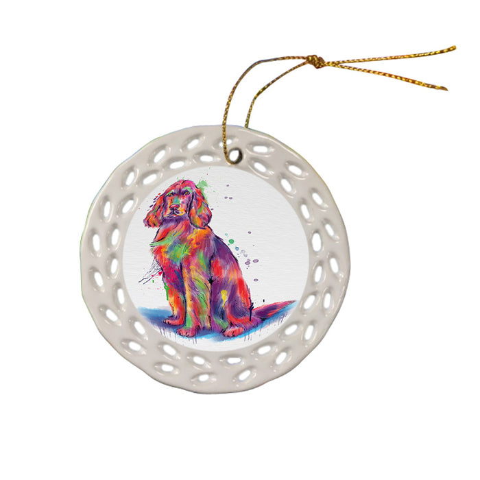 Watercolor Irish Red Setter Dog Ceramic Doily Ornament DPOR57440