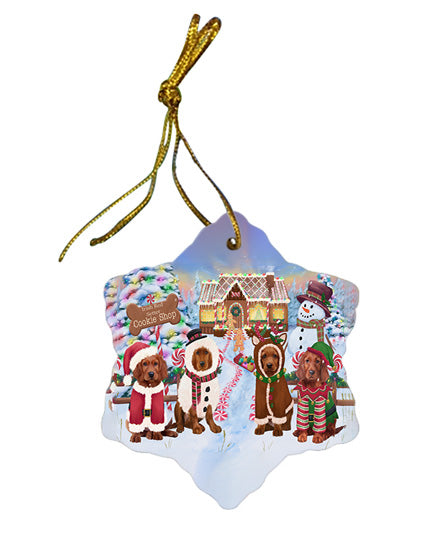 Holiday Gingerbread Cookie Shop Irish Red Setters Dog Star Porcelain Ornament SPOR56763
