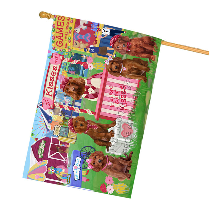 Carnival Kissing Booth Irish Red Setters Dog House Flag FLG56524