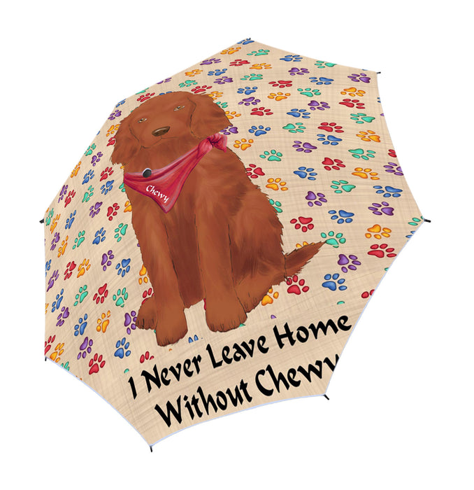 Custom Pet Name Personalized I never Leave Home Irish Red Setter Dog Semi-Automatic Foldable Umbrella