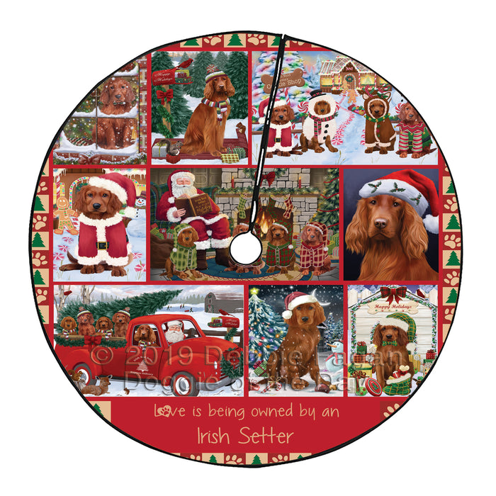 Love is Being Owned Christmas Irish Red Setter Dogs Tree Skirt
