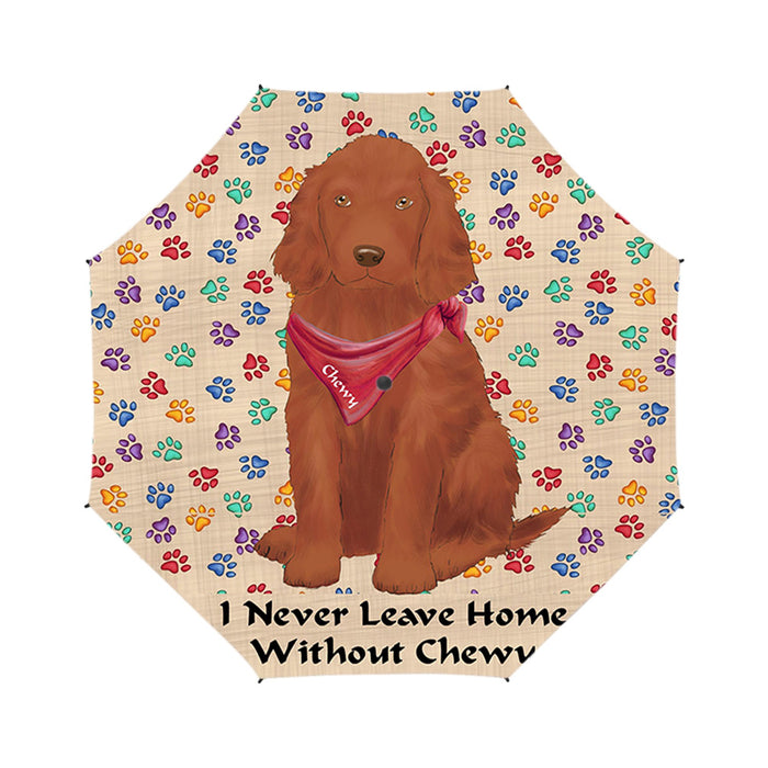 Custom Pet Name Personalized I never Leave Home Irish Red Setter Dog Semi-Automatic Foldable Umbrella