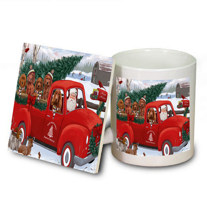 Christmas Santa Express Delivery Irish Red Setters Dog Family Mug and Coaster Set MUC55035