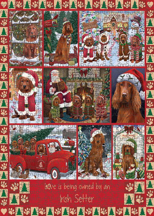 Love is Being Owned Christmas Irish Red Setter Dogs Puzzle  PUZL99404