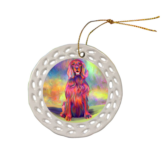 Paradise Wave Irish Red Setter Dog Ceramic Doily Ornament DPOR57071