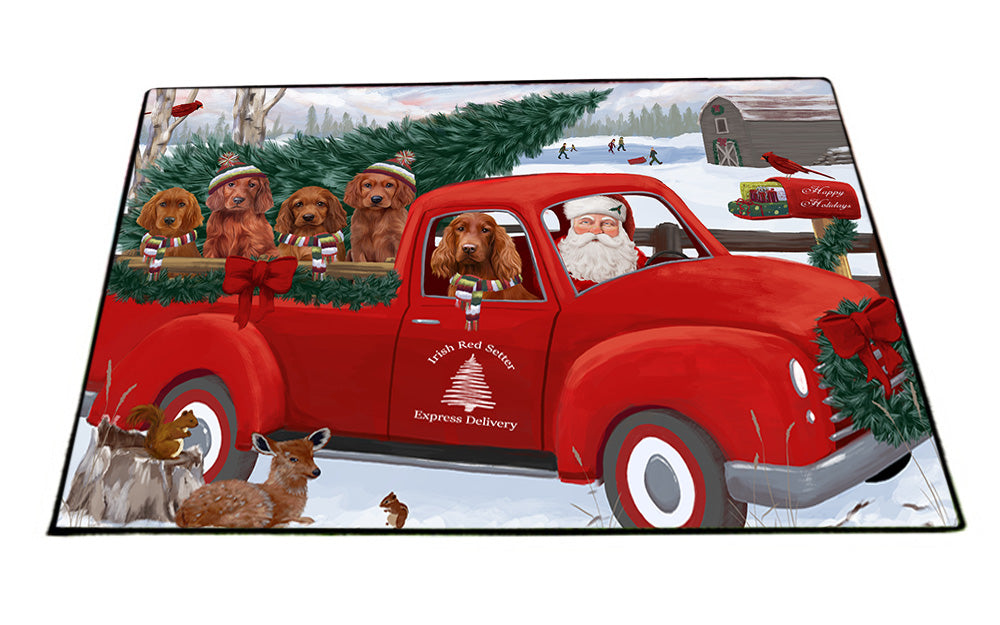 Christmas Santa Express Delivery Irish Red Setters Dog Family Floormat FLMS52416