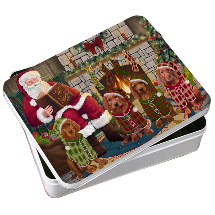 Christmas Cozy Holiday Tails Irish Red Setters Dog Photo Storage Tin PITN55074