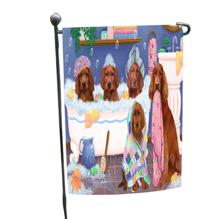 Rub A Dub Dogs In A Tub Irish Red Setters Dog Garden Flag GFLG57424