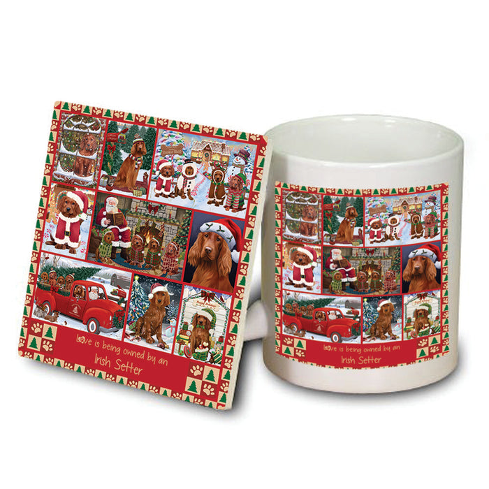 Love is Being Owned Christmas Irish Red Setter Dogs Mug and Coaster Set MUC57224