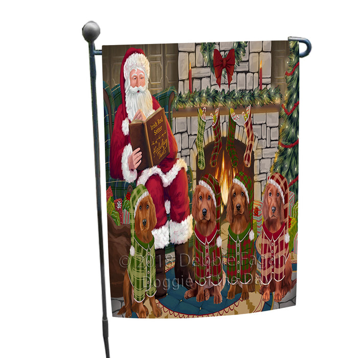 Christmas Cozy Holiday Tails Irish Red Setters Dog Garden Flag GFLG55424