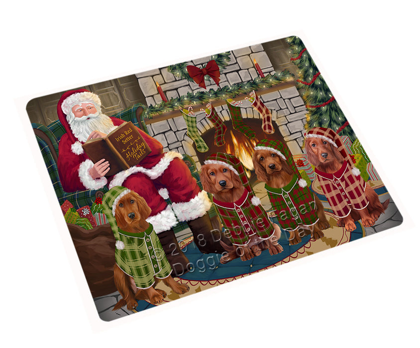 Christmas Cozy Holiday Tails Irish Red Setters Dog Cutting Board C70530