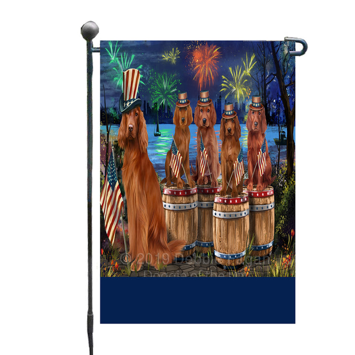 Personalized 4th of July Firework Irish Red Setter Dogs Custom Garden Flags GFLG-DOTD-A57951