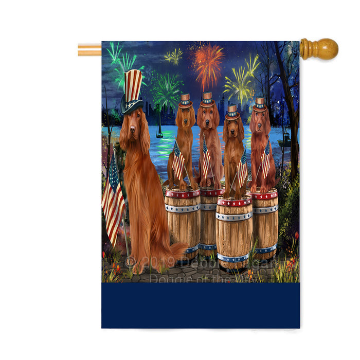 Personalized 4th of July Firework Irish Red Setter Dogs Custom House Flag FLG-DOTD-A58007