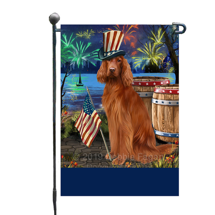 Personalized 4th of July Firework Irish Red Setter Dog Custom Garden Flags GFLG-DOTD-A57952