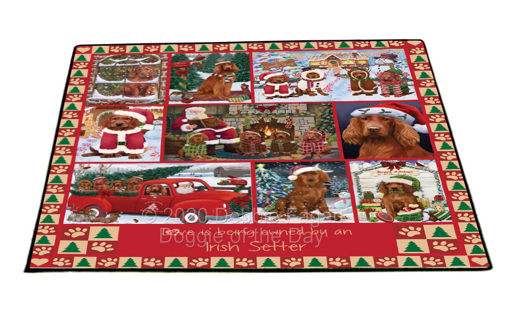 Love is Being Owned Christmas Irish Red Setter Dogs Floormat FLMS54874