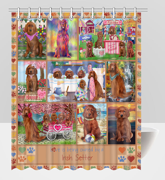 Love is Being Owned Irish Setter Dog Beige Shower Curtain