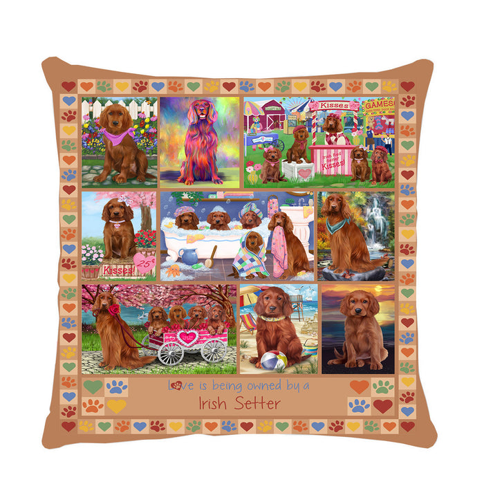 Love is Being Owned Irish Setter Dog Beige Pillow PIL84860